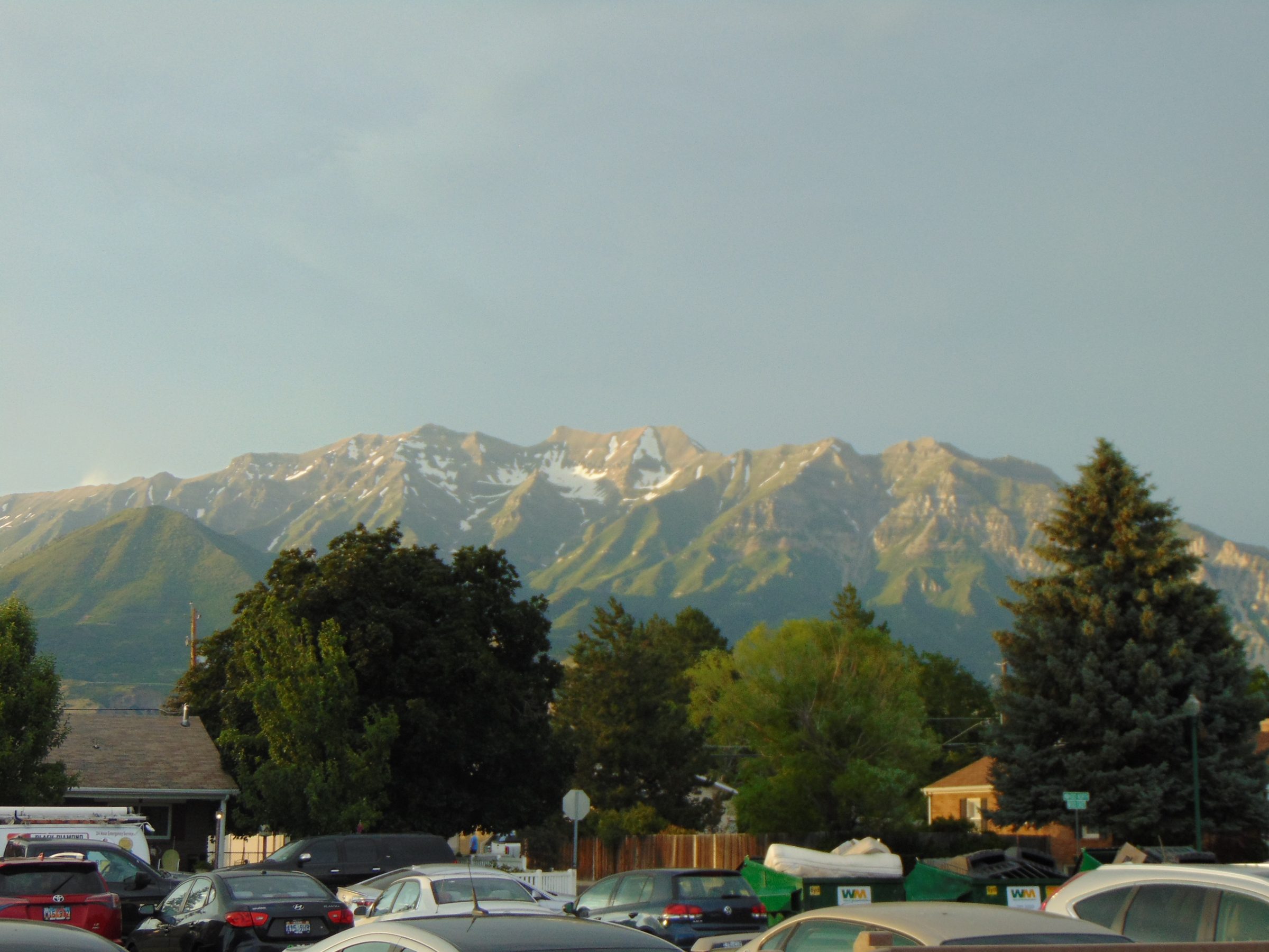 Stone estate at sunset on the east bench of Orem, Utah